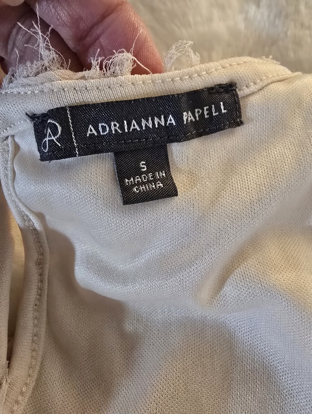 Adrianna Papell Floral Motif Crochet Texture Crew Neck Woven Shirt In Cream - Picture 9 of 11